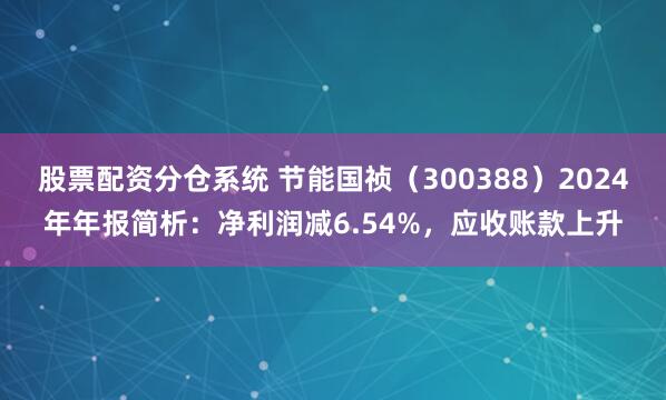 股票配资分仓系统 节能国祯（300388）2024年年报简析：净利润减6.54%，应收账款上升