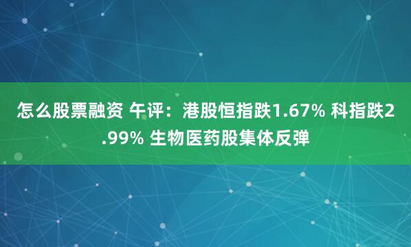 怎么股票融资 午评：港股恒指跌1.67% 科指跌2.99% 生物医药股集体反弹